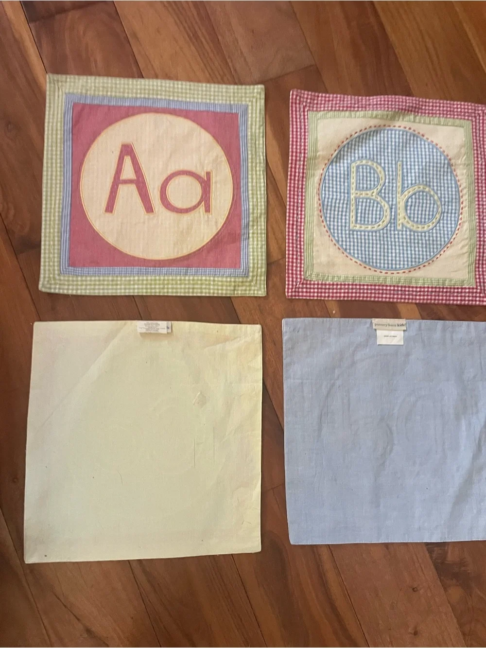 Pottery barn kids ABCs cloth quilted squares placemats hanging decor nursery